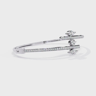 Sparkling Marquise & Round Diamond Bypass Bangle