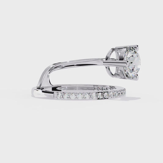 Elegant Round Cut Diamond Crossover Ring